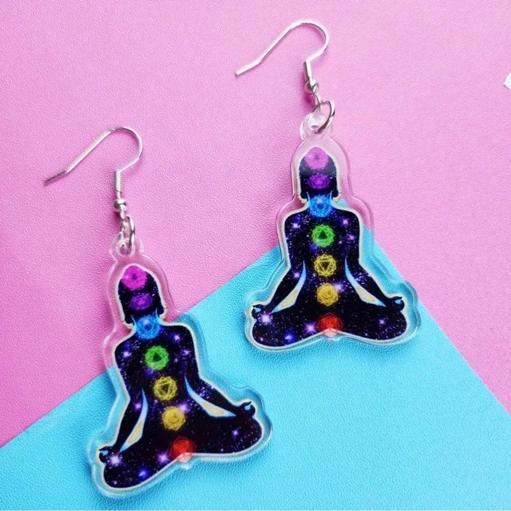Chakra Dangle Earrings: Harmonize Your Style! NWT Reiki Healer, Yoga Instructor